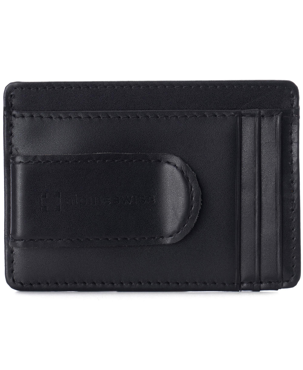 Mens Rfid Safe Money Clip Minimalist Wallet Id Window Card Holder - Black