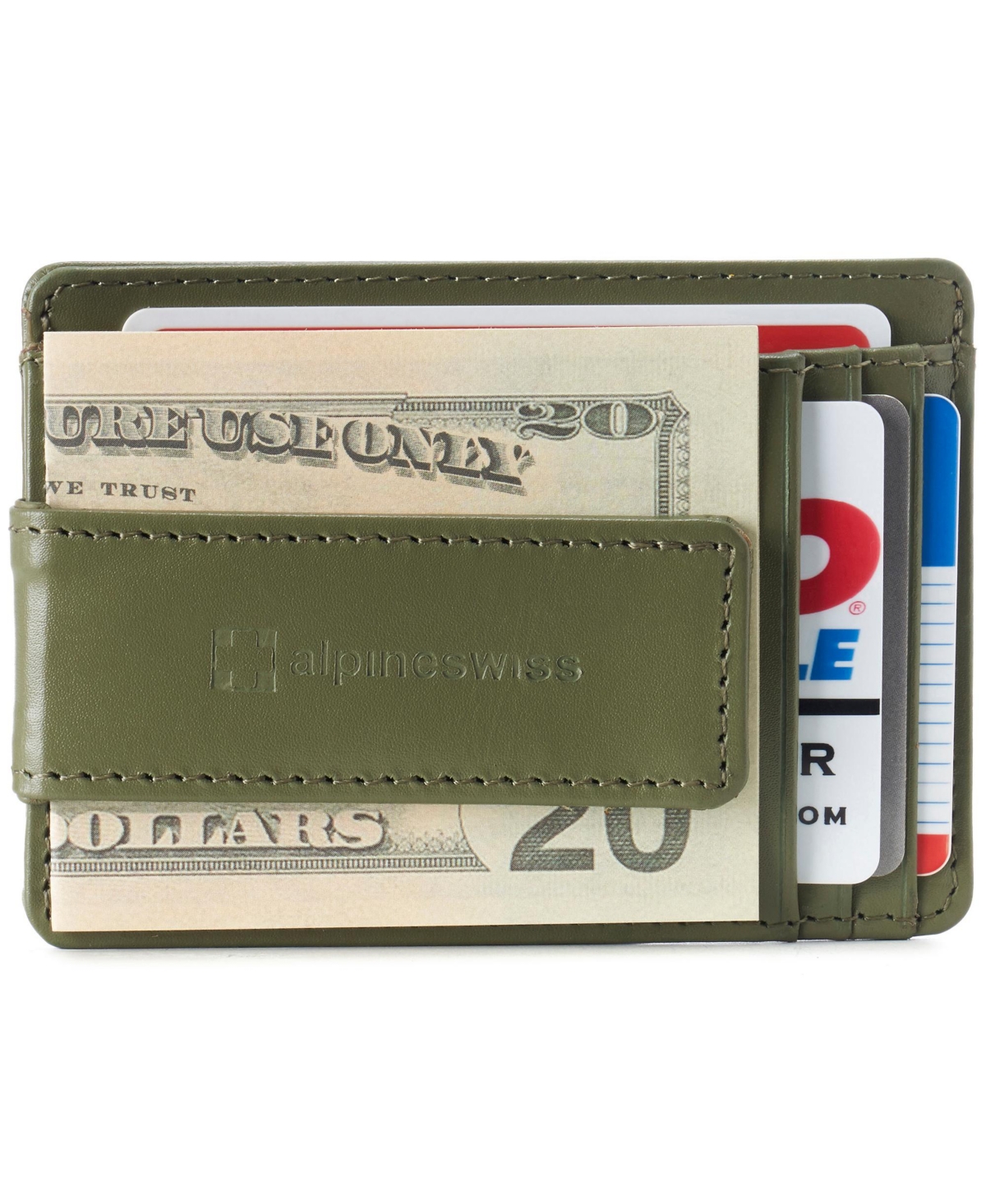 Mens Rfid Minimalist Money Clip Front Pocket Wallet Slim Id Holder - Olive