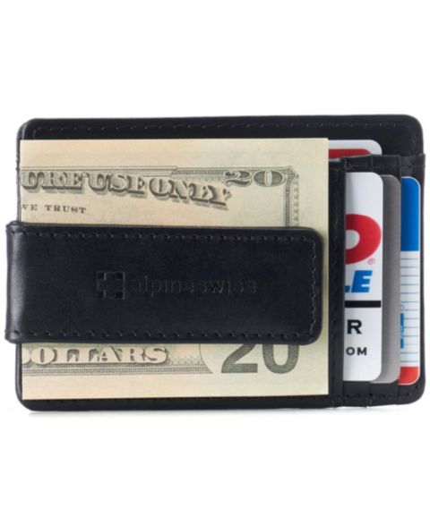 Женские кошельки Alpine Swiss Harper RFID Slim Money Clip Front Pocket Wallet Minimalist Leather ID Card Holder