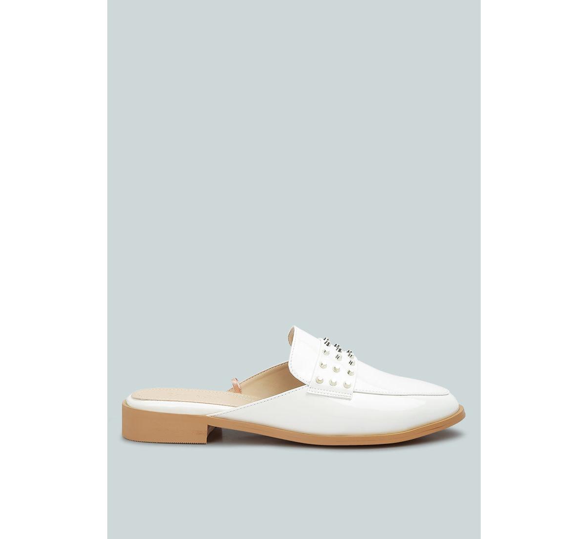 Rag & Co Yashta Womens Patent Studded Flat Mules