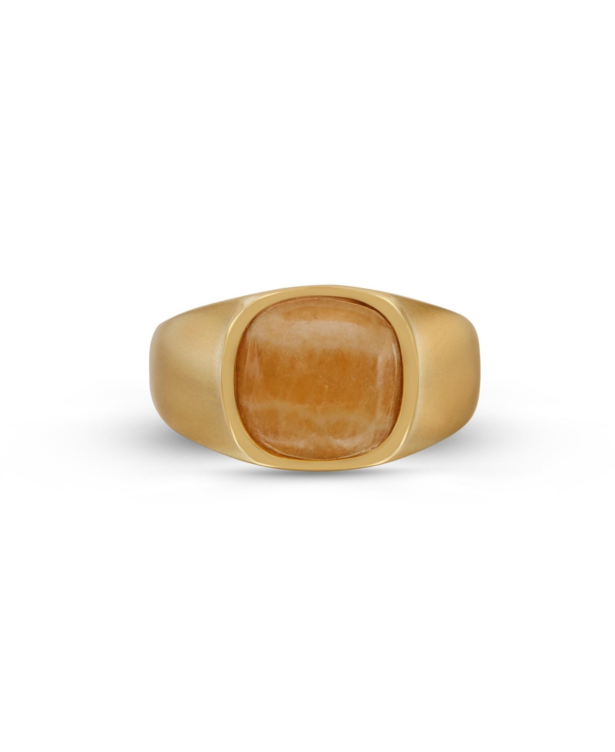 Yellow Lace Agate Gemstone Yellow Gold Plated Sterling Silver Men Signet Ring - Yellow