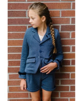 Big Girls Dressy Knit Jacquard Riding Blazer