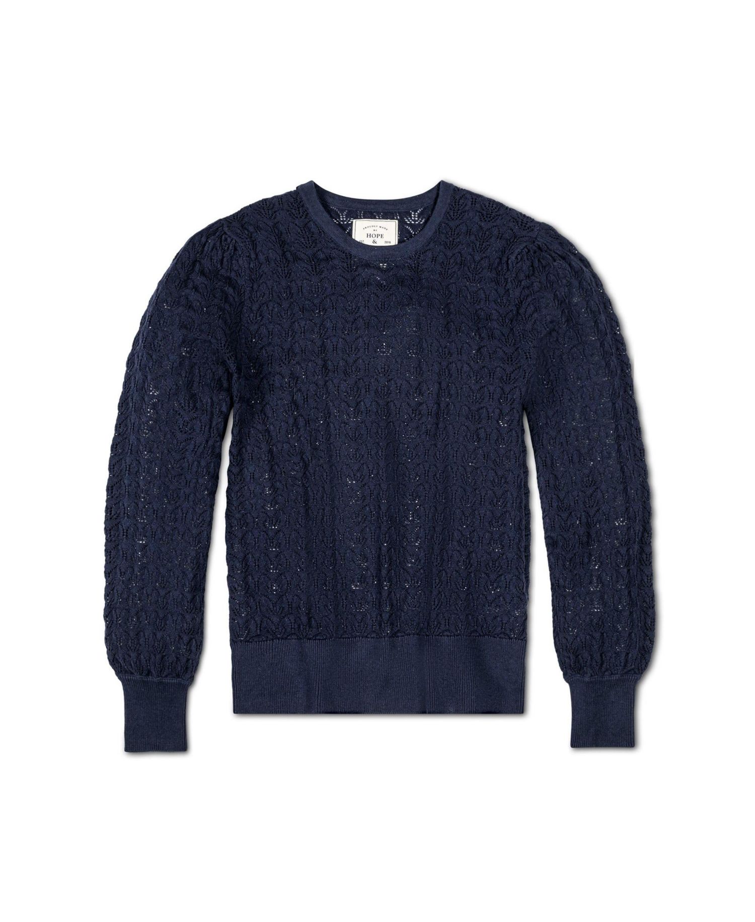 Women's Hope and Henry Long Sleeve Pointelle Sweater with Bellow Sleeves