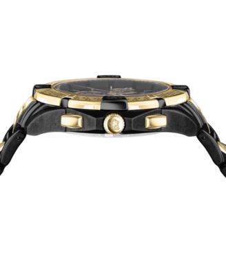 Versace Men's Swiss Chronograph V-Greca Two-Tone Stainless Steel Bracelet Watch 46mm