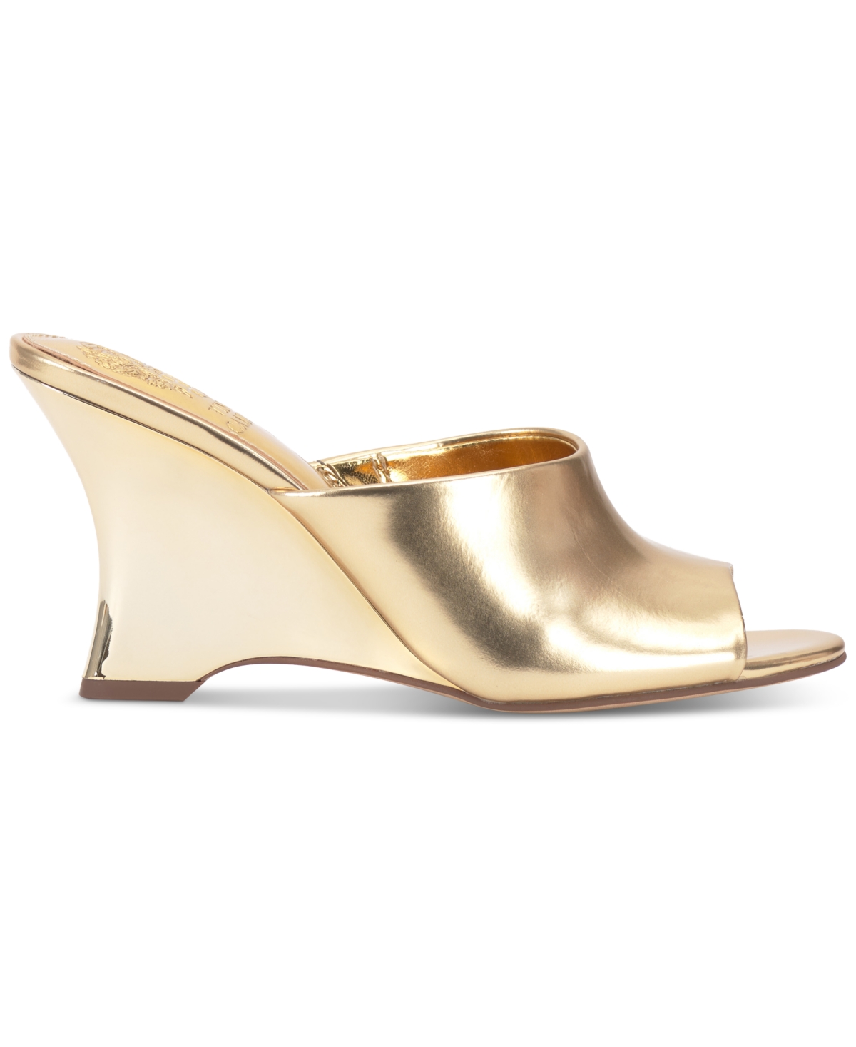 Shop Vince Camuto Women's Vilta Slip-on Sculpted Wedge Sandals In True Gold