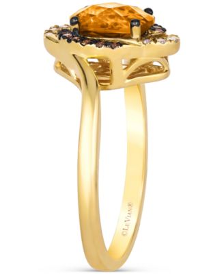 Cinnamon Citrine (1-1/8 ct. t.w.) & Diamond (1/8 ct. t.w.) Halo Twist Ring in 14k Gold (Also available in Grape Amethyst, Deep Sea Blue Topaz & Pomegranate Garnet)
