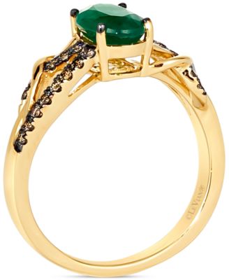 Chocolatier&reg; Costa Smeralda Emeralds (7/8 ct. t.w.) & Chocolate Diamond (1/4 ct. t.w.) Openwork Ring in 14k Gold