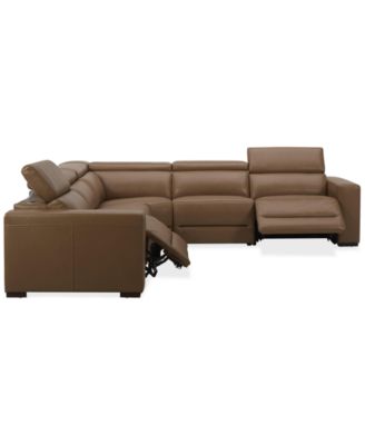 Nevio 124" 5-Pc. Leather Sectional with 2 Power Recliners and Headrests, Created For Macy's