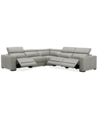 Nevio Leather Power Headrest Sectional Collection, Created for Macy's