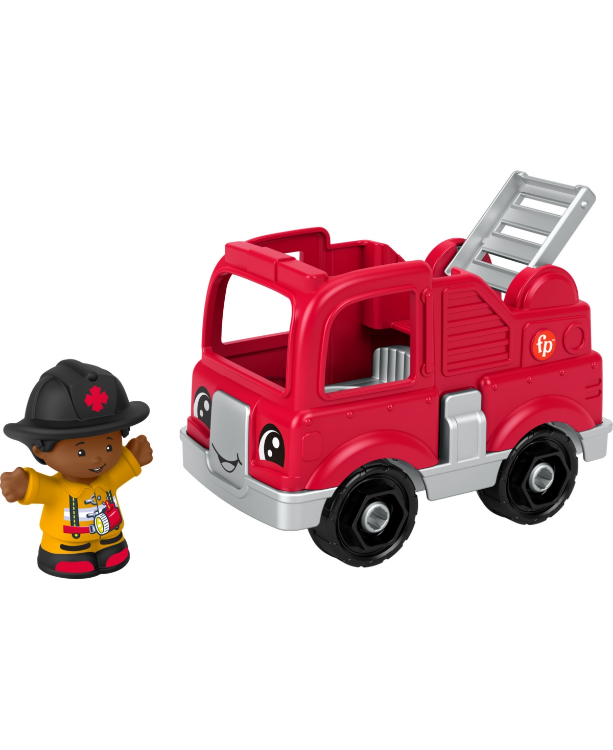 Fisher Price Kids' Little People Toy Firetruck And Firefighter Figure Set For Toddlers, 2 Pieces In Multi-color