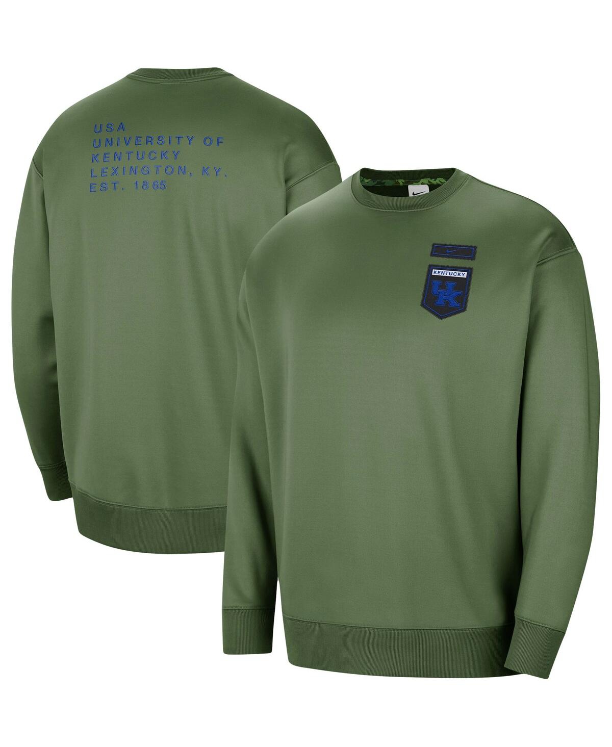 Women's Nike Olive Kentucky Wildcats Military-Inspired Collection All-Time Performance Crew Pullover Sweatshirt - Olive