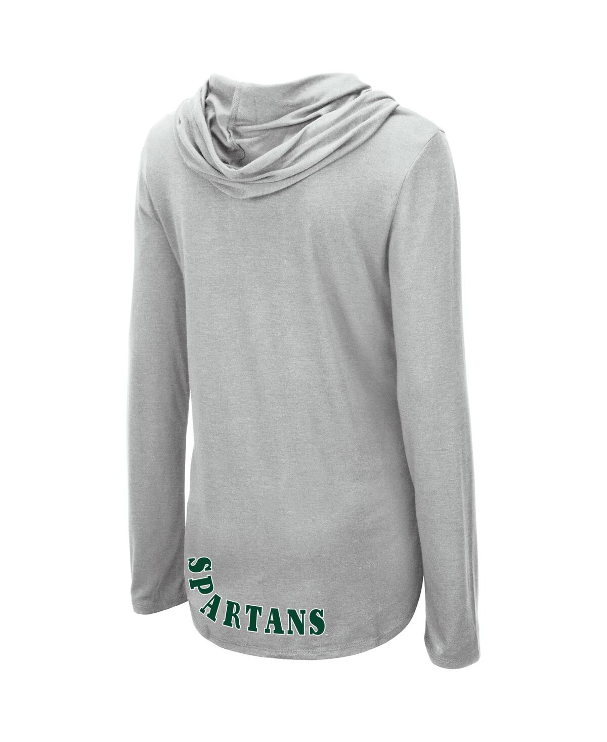 Shop Colosseum Women's  Heather Gray Michigan State Spartans My Lover Lightweight Hooded Long Sleeve T-shi