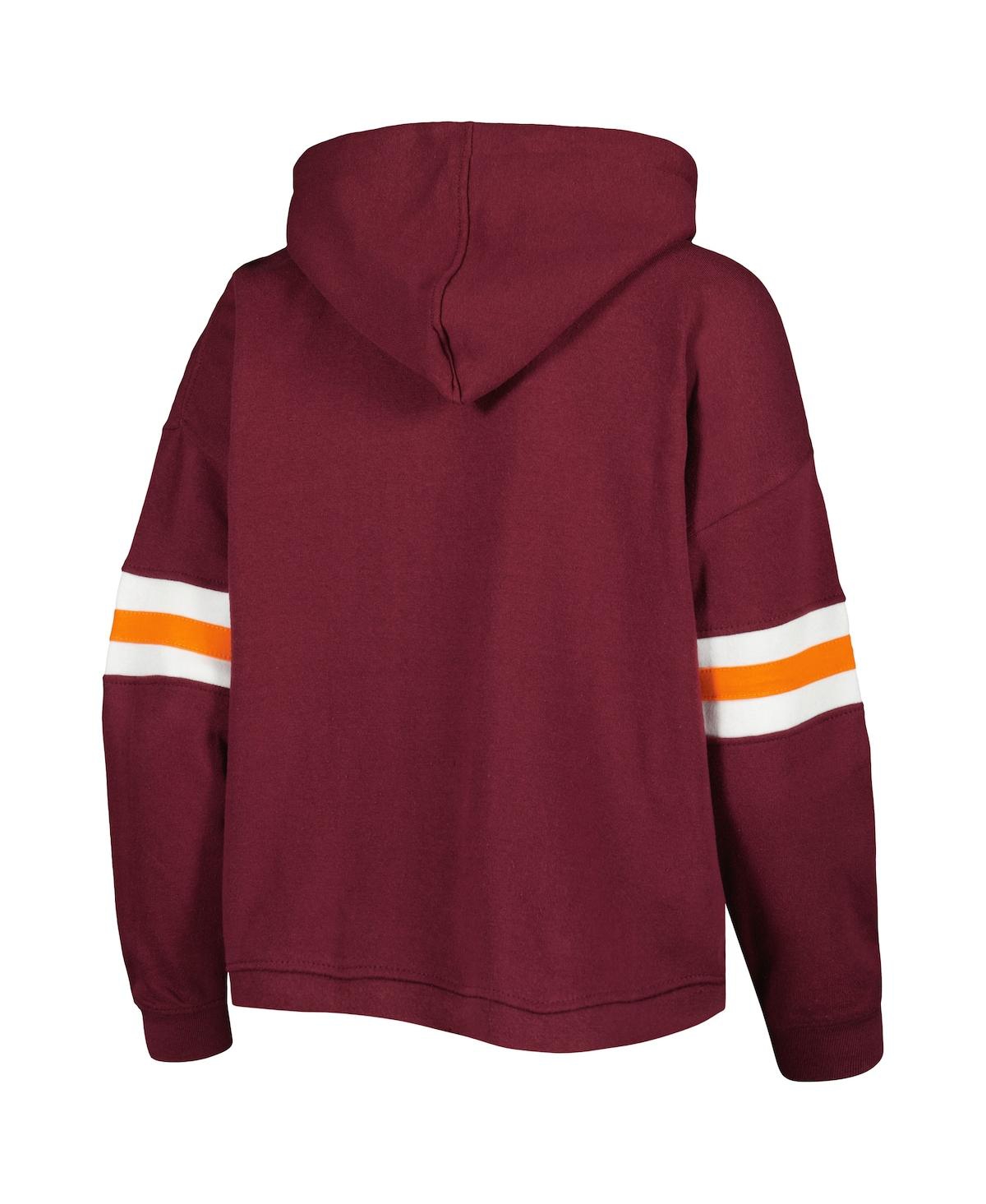 PRESSBOX WOMEN'S PRESSBOX MAROON DISTRESSED VIRGINIA TECH HOKIES SUPER PENNANT PULLOVER HOODIE 