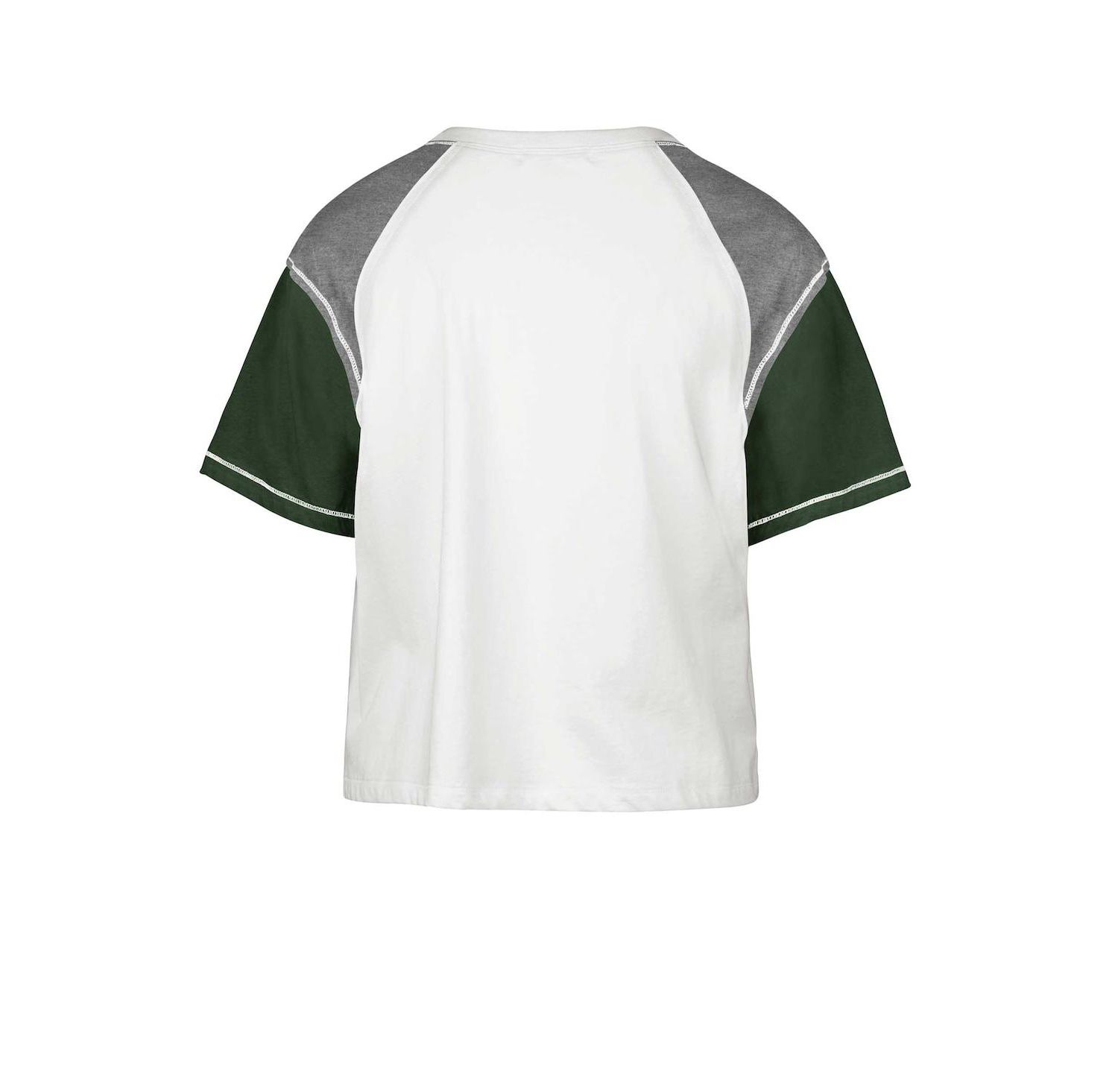 Women's White Distressed Michigan State Spartans Serenity Gia Cropped T-shirt
