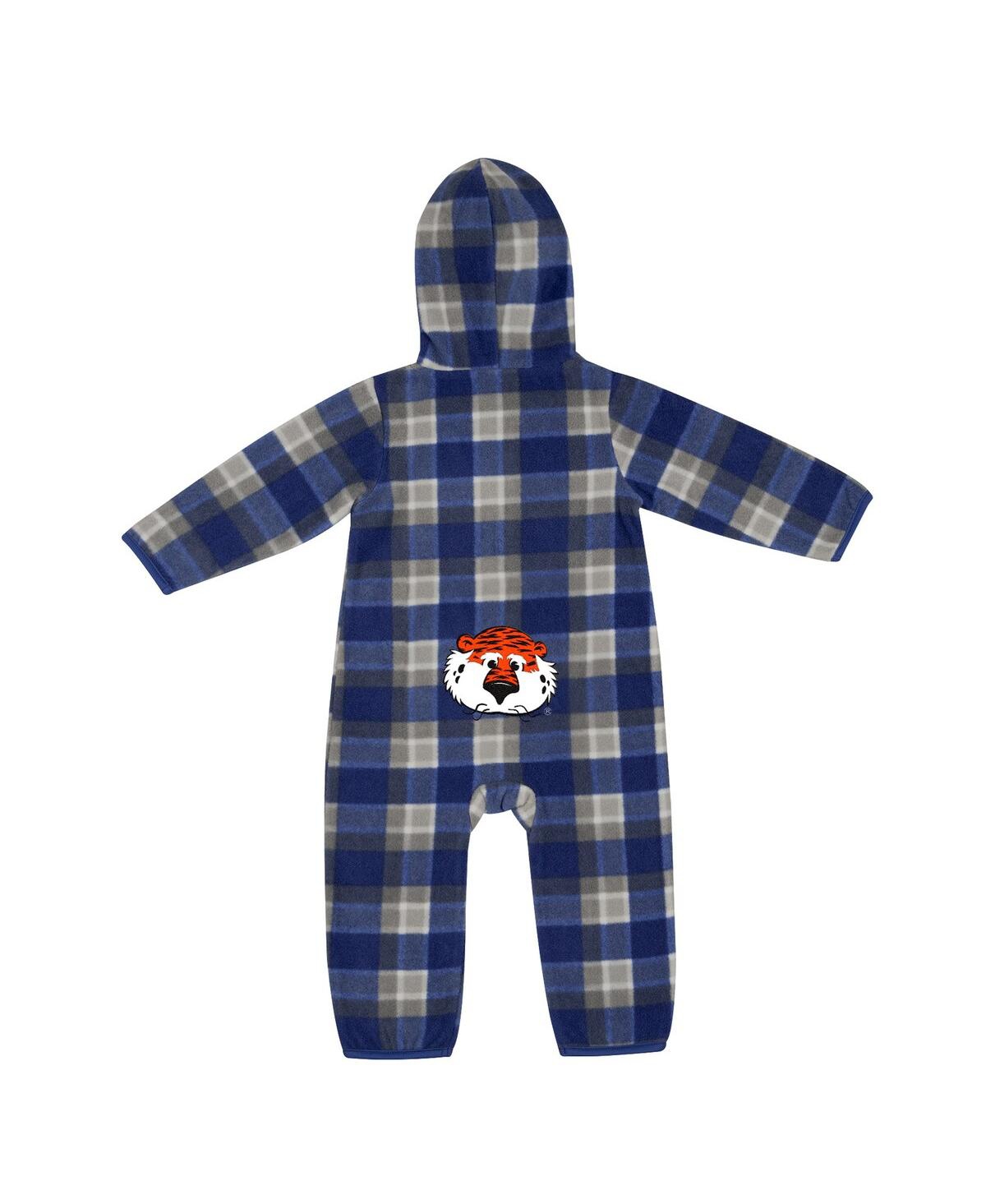 Shop Colosseum Infant Boys And Girls  Navy, Gray Auburn Tigers Farays Plaid Full-zip Hoodie Jumper In Navy,gray