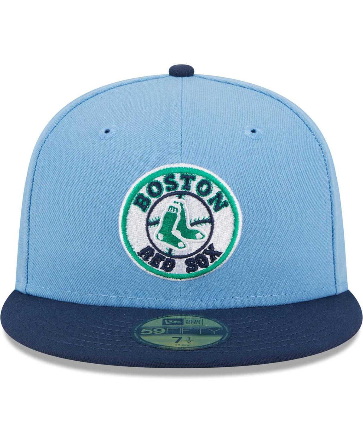Shop New Era Men's  Light Blue, Navy Boston Red Sox Green Undervisor 59fifty Fitted Hat In Light Blue,navy