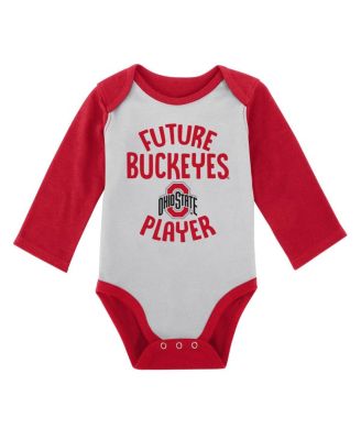 Newborn and Infant Boys and Girls White, Gray Ohio State Buckeyes 2-Pack Play Time Long Sleeve Bodysuit Set