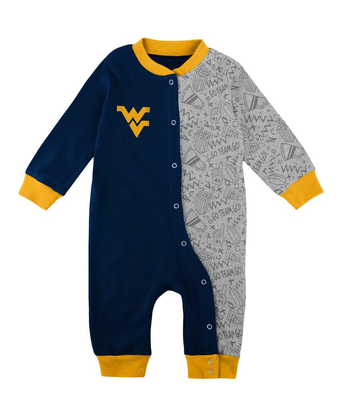 Shop Outerstuff Infant Boys And Girls Navy West Virginia Mountaineers Playbook Two-tone Sleeper