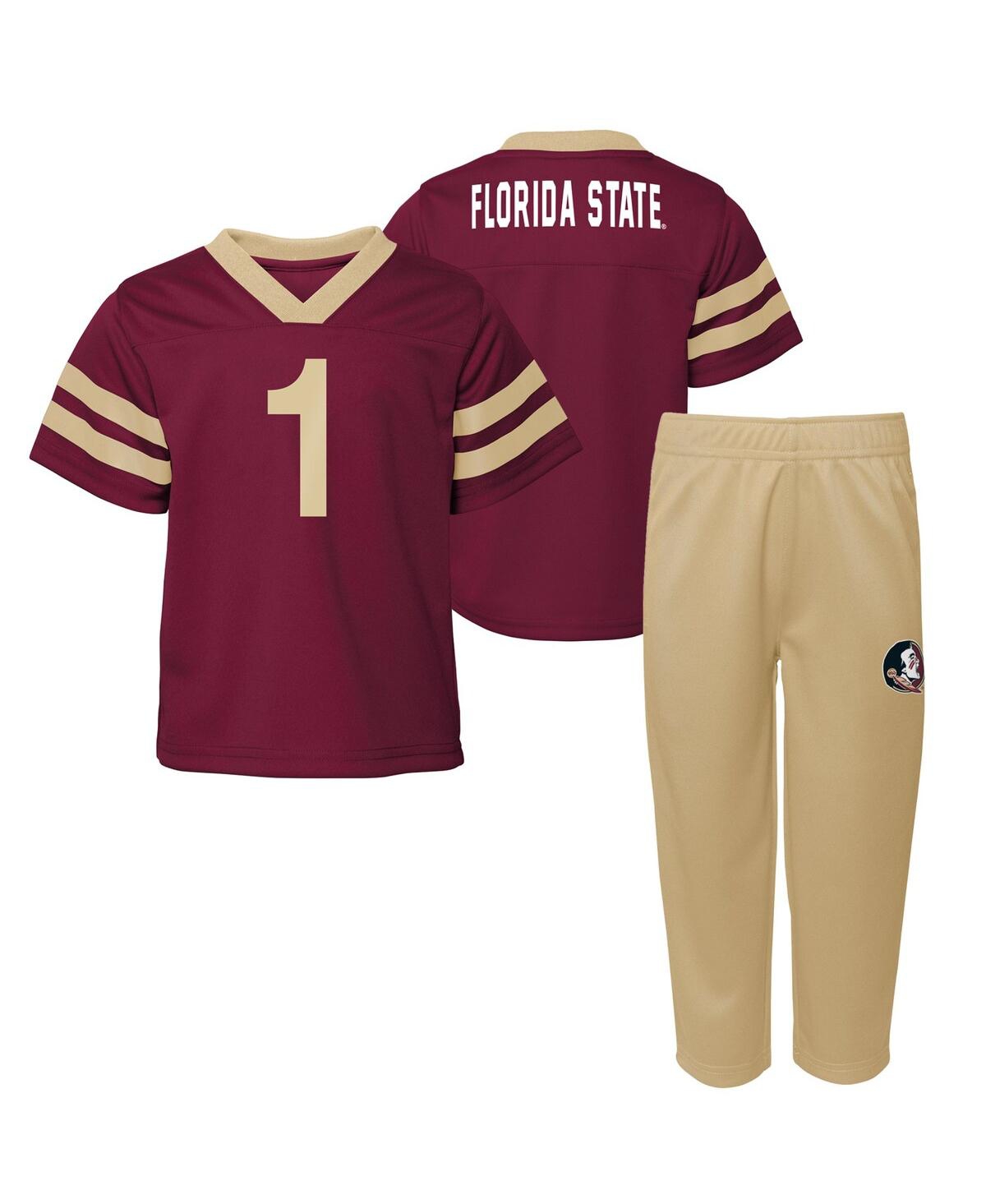 Outerstuff Babies' Toddler Boys And Girls Garnet Florida State Seminoles Two-piece Red Zone Jersey And Pants Set