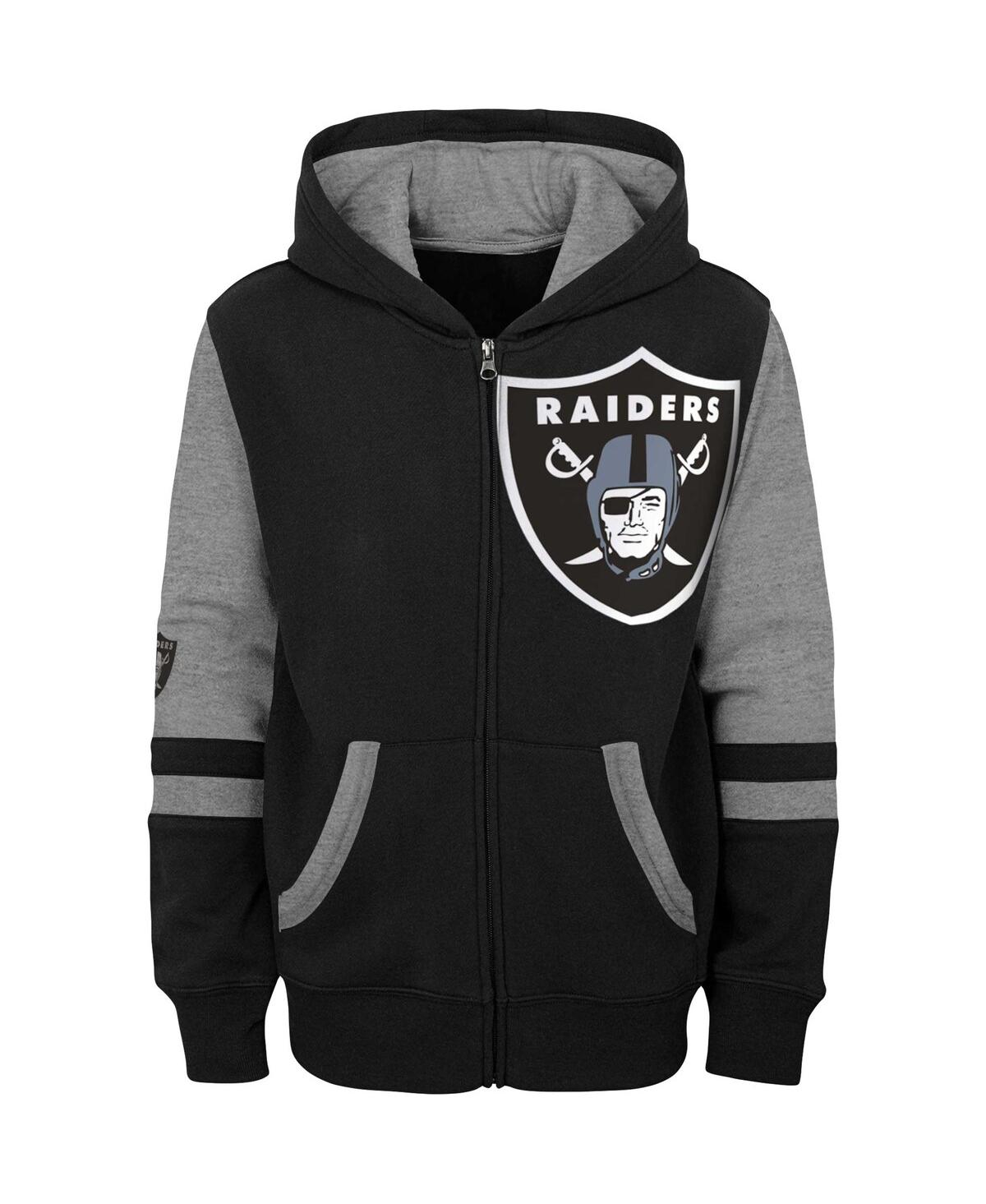 Outerstuff Youth Black Las Vegas Raiders Colorblock Full-zip Hoodie In Black
