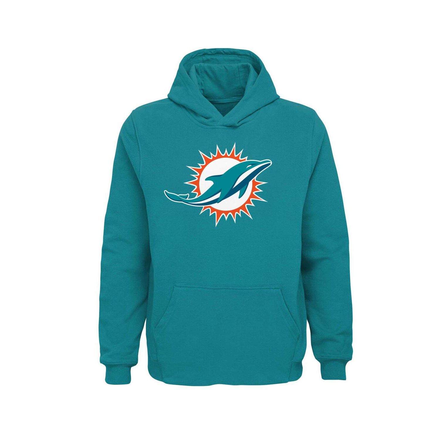 Big Boys Aqua Miami Dolphins Team Logo Pullover Hoodie