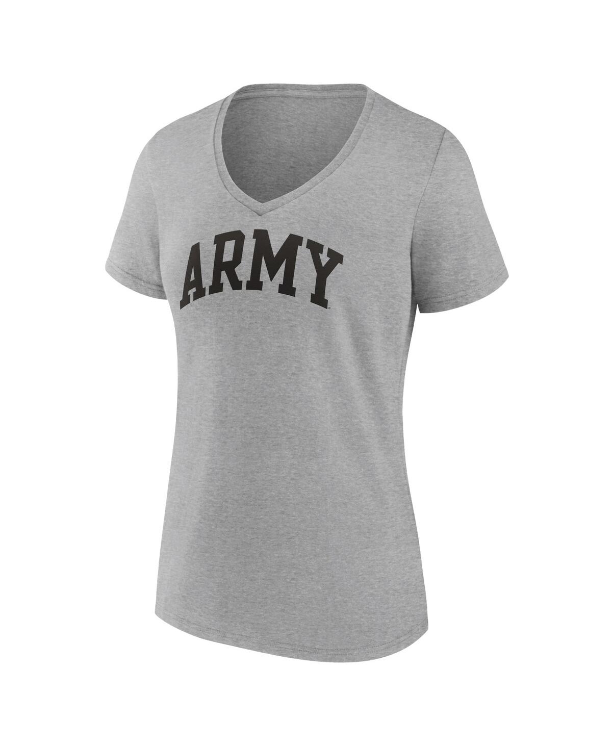 Women's FanaticsArmy Black Knights Basic Arch V-Neck T-shirt - Heather Gray
