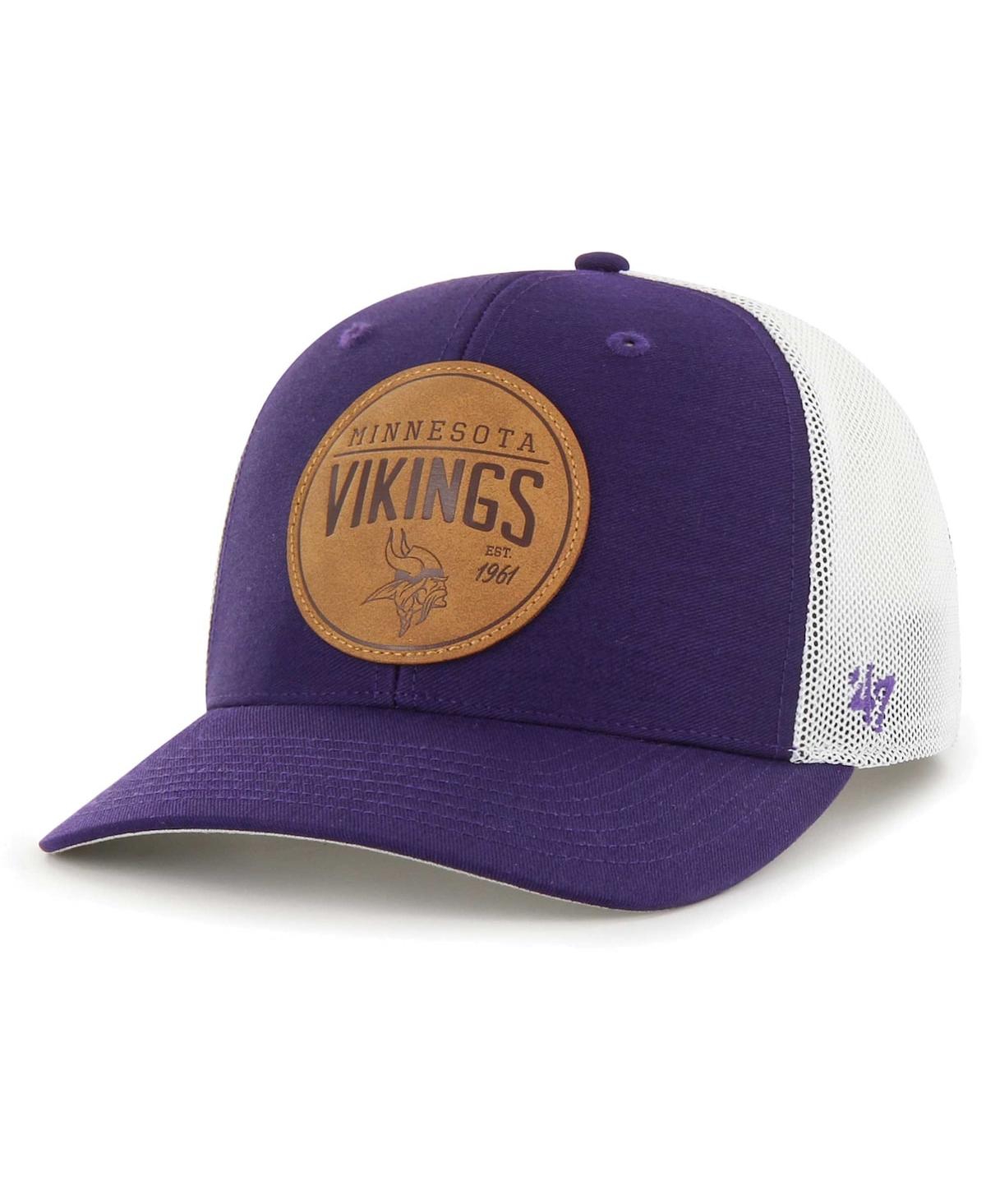 47 Brand Men's ' Purple Minnesota Vikings Leather Head Flex Hat