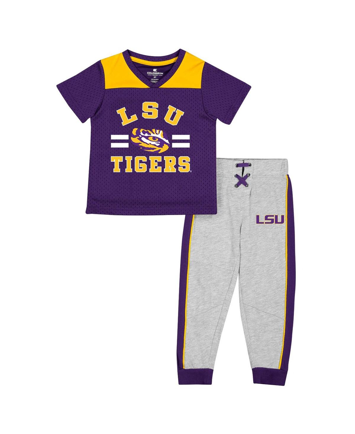 Shop Colosseum Toddler Boys  Purple, Heather Gray Lsu Tigers Ka-boot-it Jersey And Pants Set In Purple,heather Gray