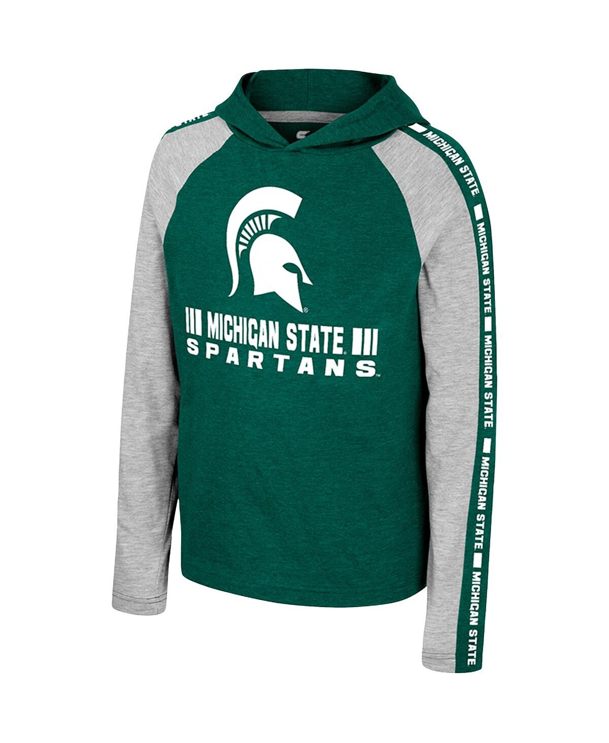 Shop Colosseum Big Boys  Green Michigan State Spartans Ned Raglan Long Sleeve Hooded T-shirt