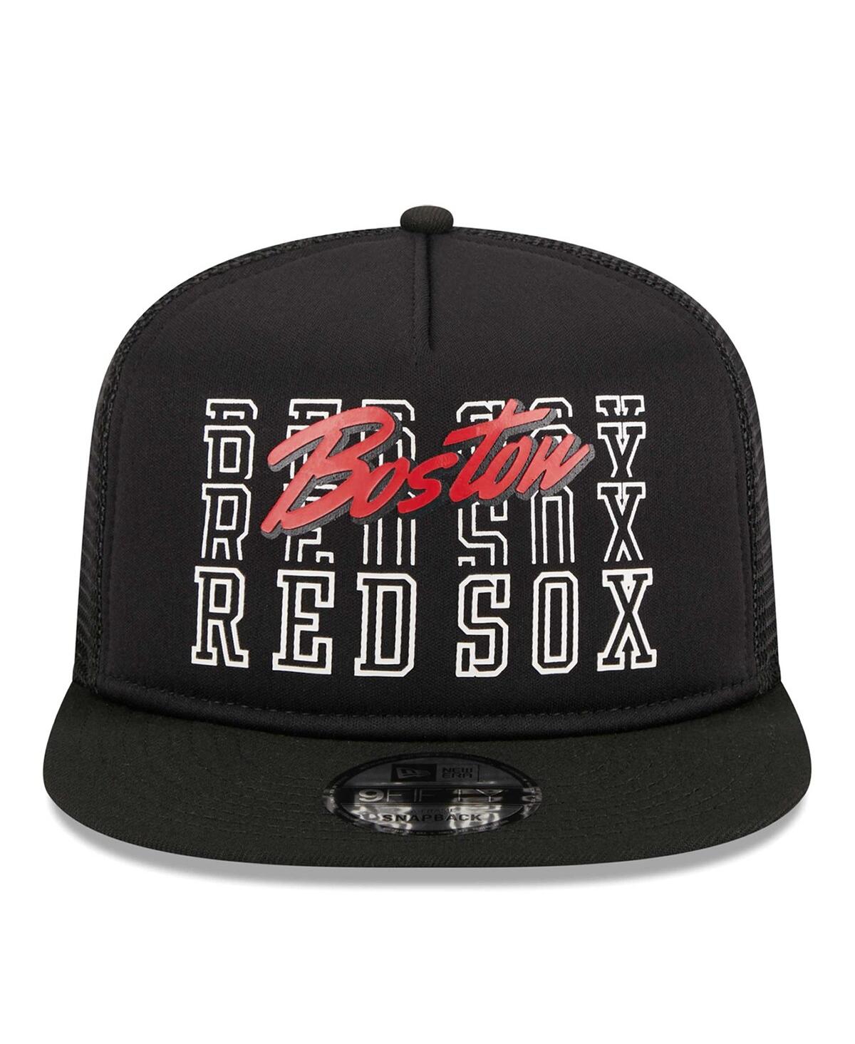 Shop New Era Men's  Black Boston Red Sox Street Team A-frame Trucker 9fifty Snapback Hat