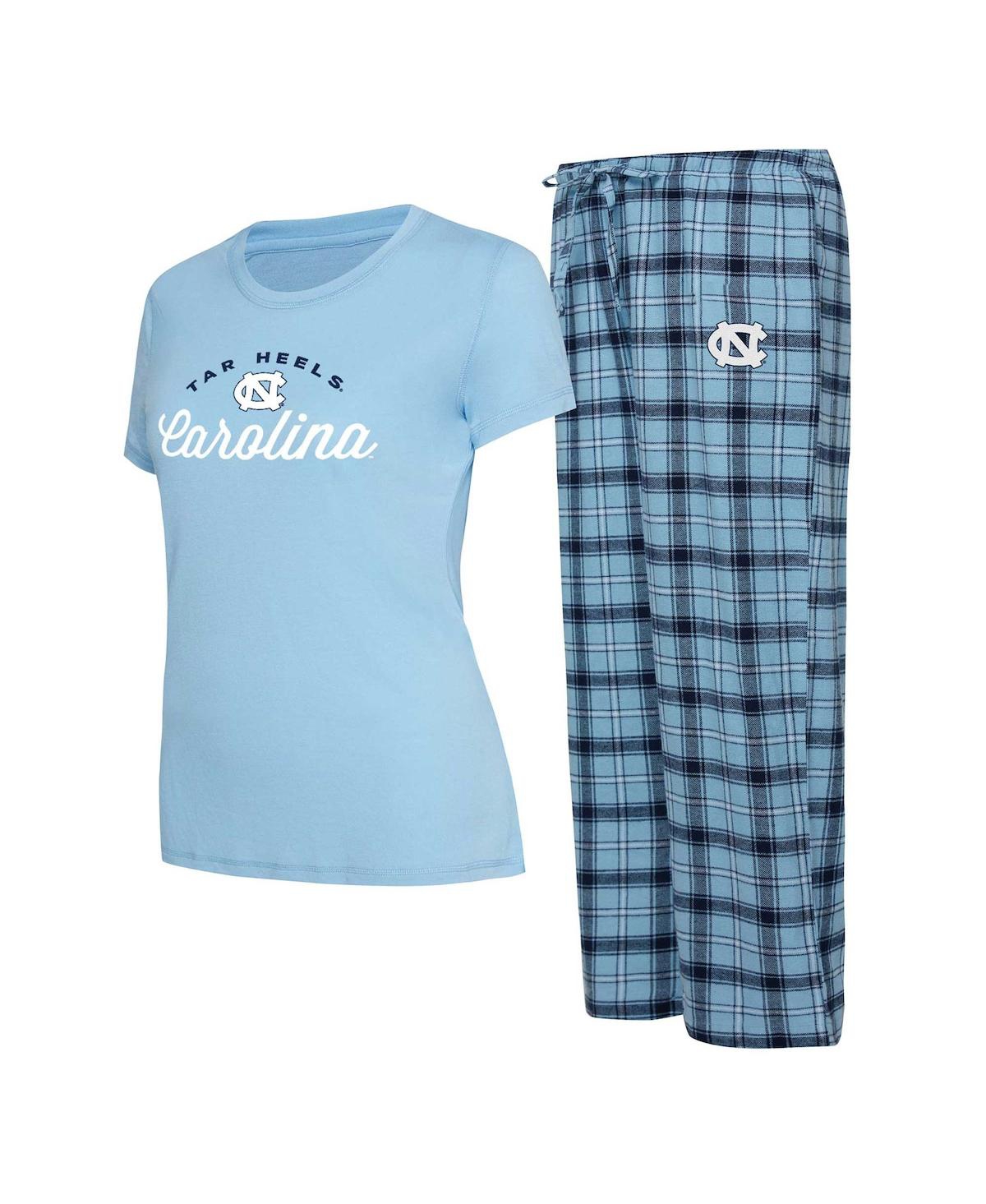 Shop Concepts Sport Women's  Carolina Blue, Navy North Carolina Tar Heels Arctic T-shirt And Flannel Pants In Carolina Blue,navy