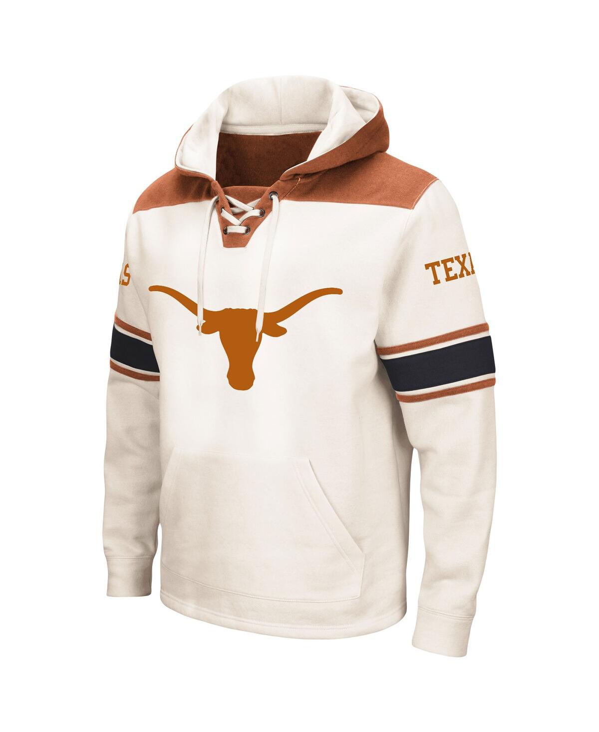 Colosseum Men's  Cream Texas Longhorns Big And Tall Hockey Lace-up Pullover Hoodie In Cream