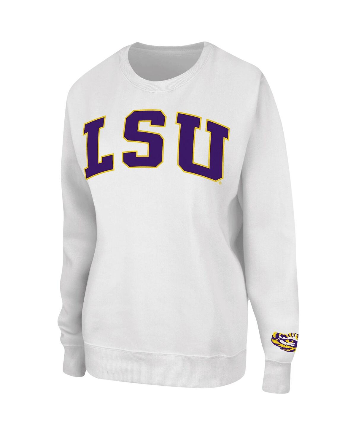 Colosseum White Lsu Tigers Campanile Pullover Sweatshirt In White