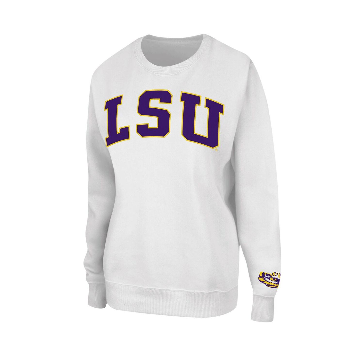 Women's White LSU Tigers Campanile Pullover Sweatshirt