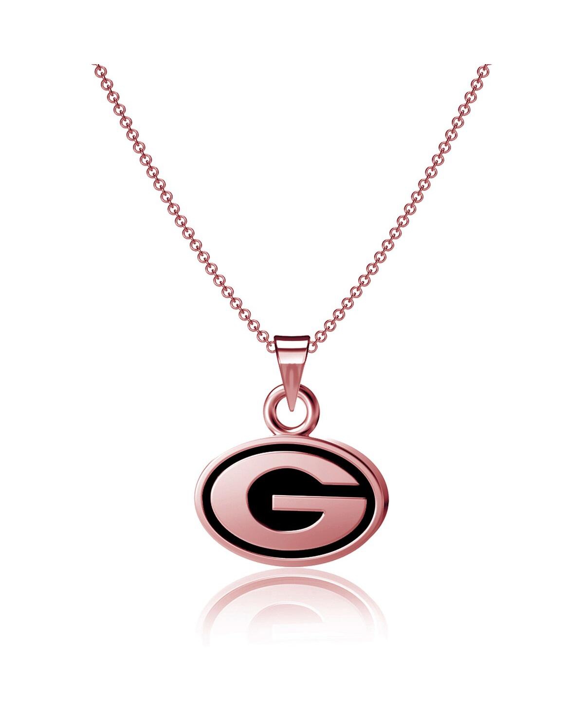 Dayna Designs Women's  Georgia Bulldogs Rose Gold Pendant Necklace