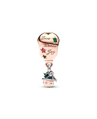 Cubic Zirconia Two-Tone Santa Claus in Hot Air Balloon Charm