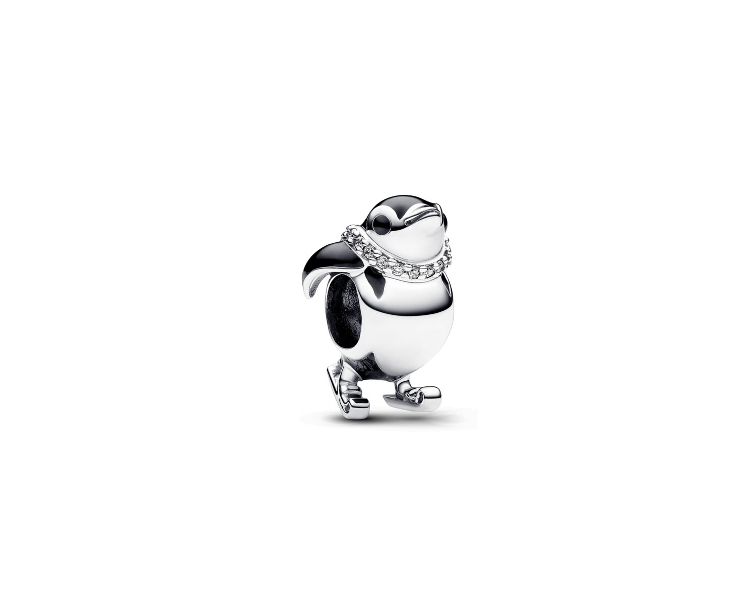 Cubic Zirconia Skiing Penguin Charm