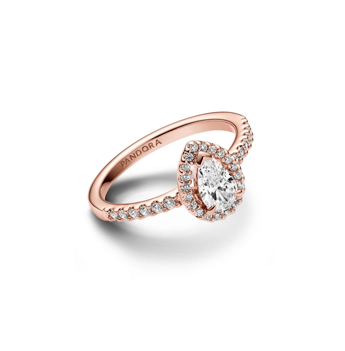 Pandora Cubic Zirconia Pear Halo Ring In Clear