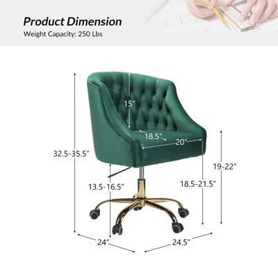   Standard   Velvet, Gold Metal   Stylish, Compact Desk Chair