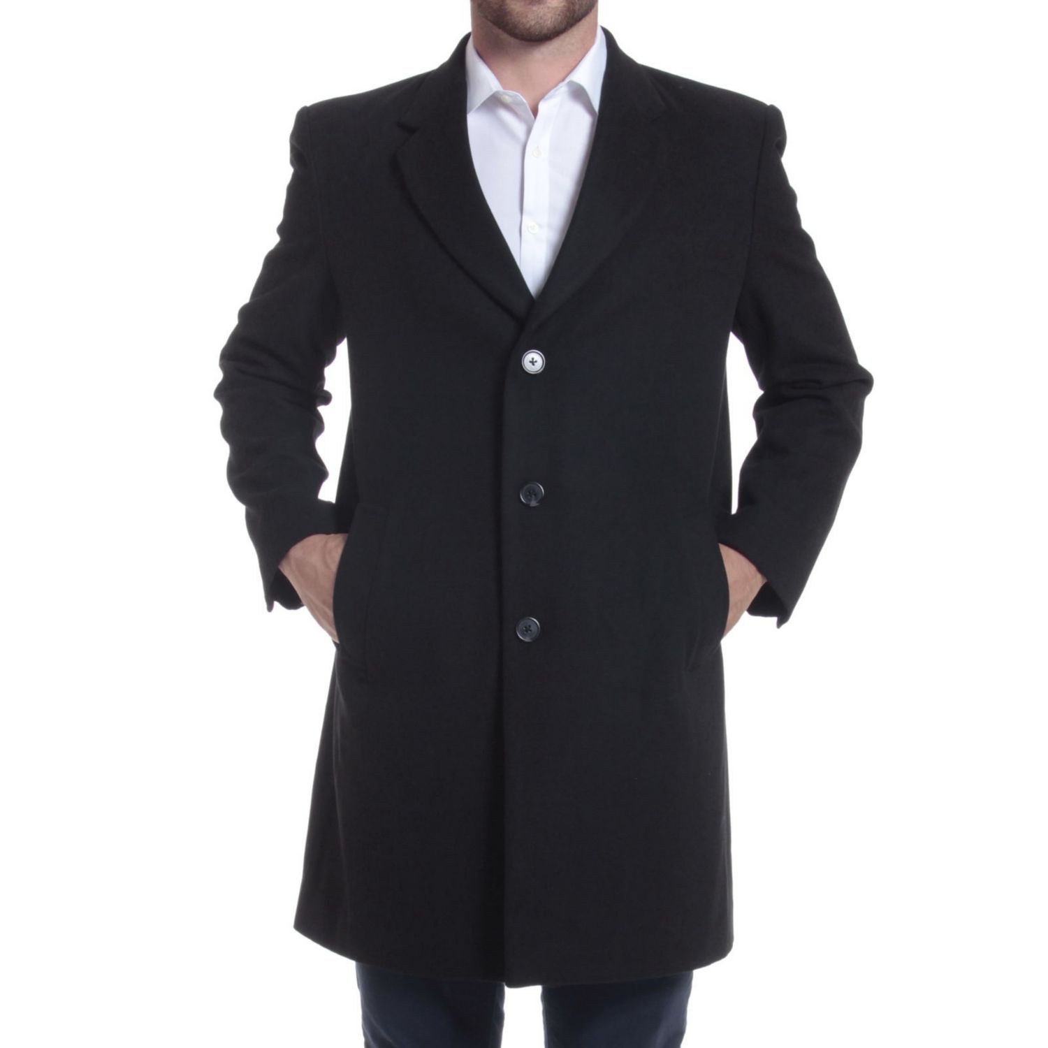 Men's Luke Wool Tailored 37" Walker Jacket Top Coat Car Coat Overcoat