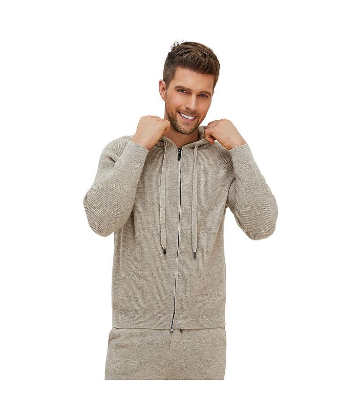 Bellemere New York Men's Bellemere Ribbed Cashmere Full Zipper Hoodie ...
