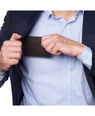 Men RFID Safe Minimalist Front Pocket Wallet Leather Thin Card Case