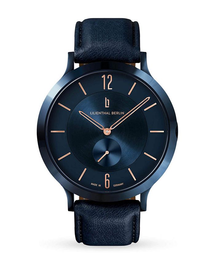 Lilienthal Berlin Men's The Classic Blue Rose Gold Navy Blue Leather