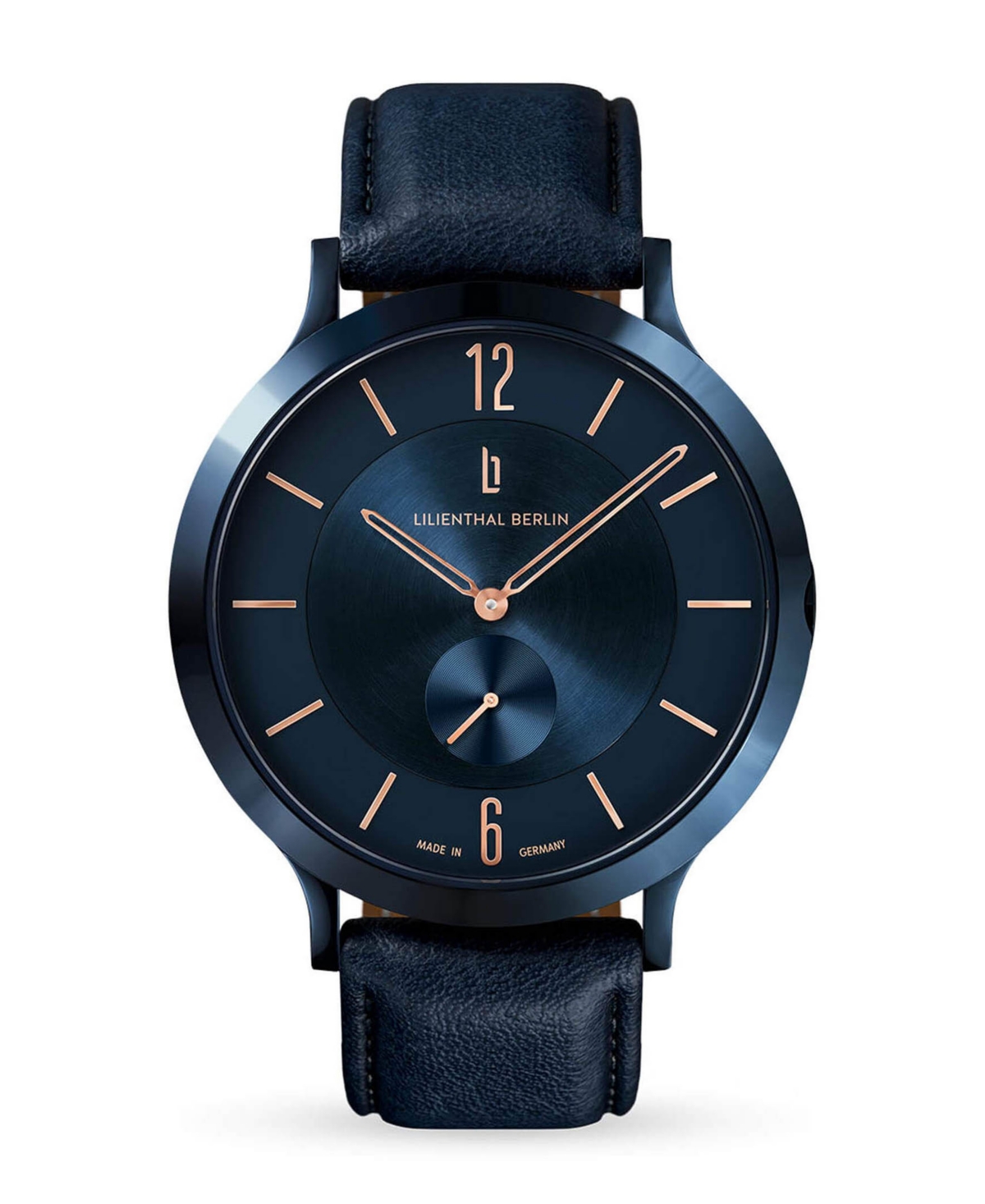 Men's The Classic Blue Rose Gold Navy Blue Leather Watch 42mm - Navy Blue