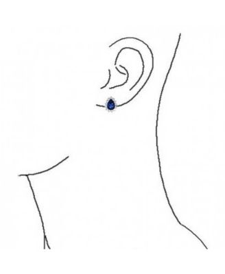  Halo Teardrop CZ Stud Earrings with Omega Back in Silver Plated Brass