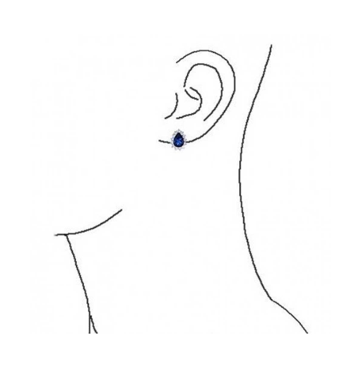 Bling Jewelry Classic Style Cocktail Party 2.5CT RoyalCz Halo Pear Shaped Teardrop Stud Earrings For Women Omega Back - Blue