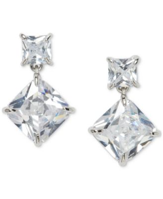kate spade new york - Silver-Tone Double Crystal Drop Earrings