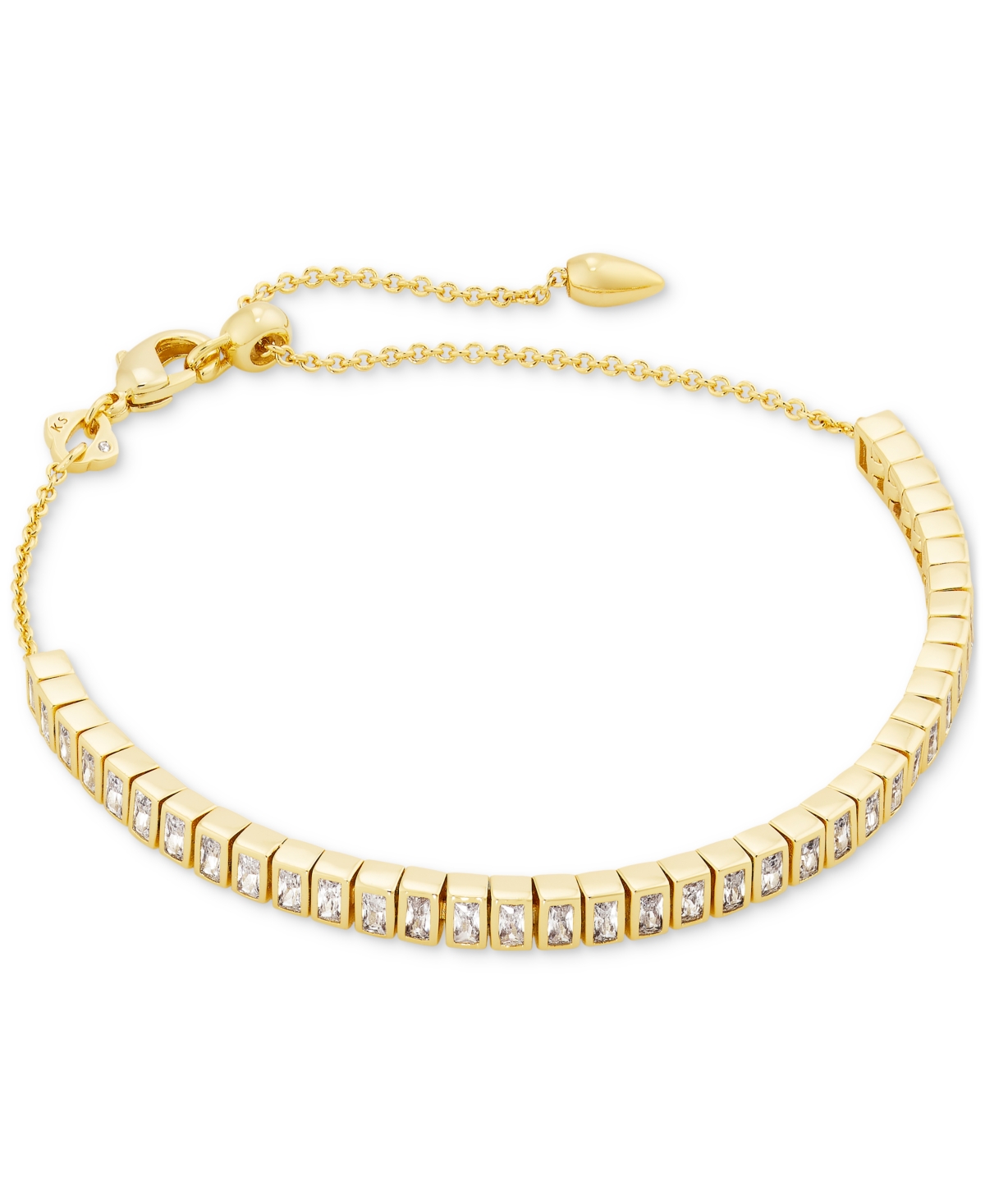Kendra Scott 14k Gold-plated Baguette Crystal Tennis-style Slider Bracelet In White Cz