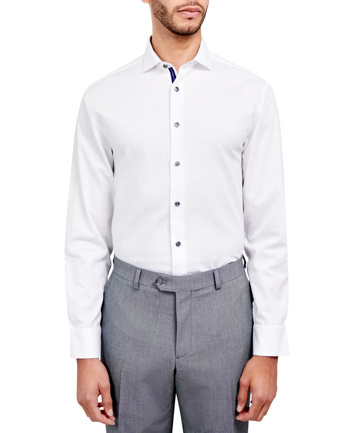 Michelsons Of London Men's Regular-fit Check Dress Shirt In White