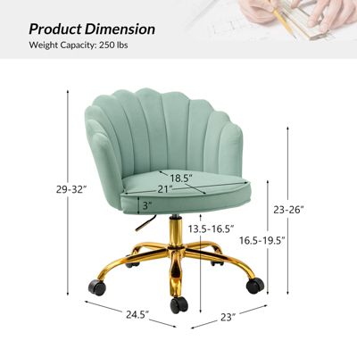 Woman Modern Cute Shell Back Upholstered Desk Chair for Vanity, Living Room